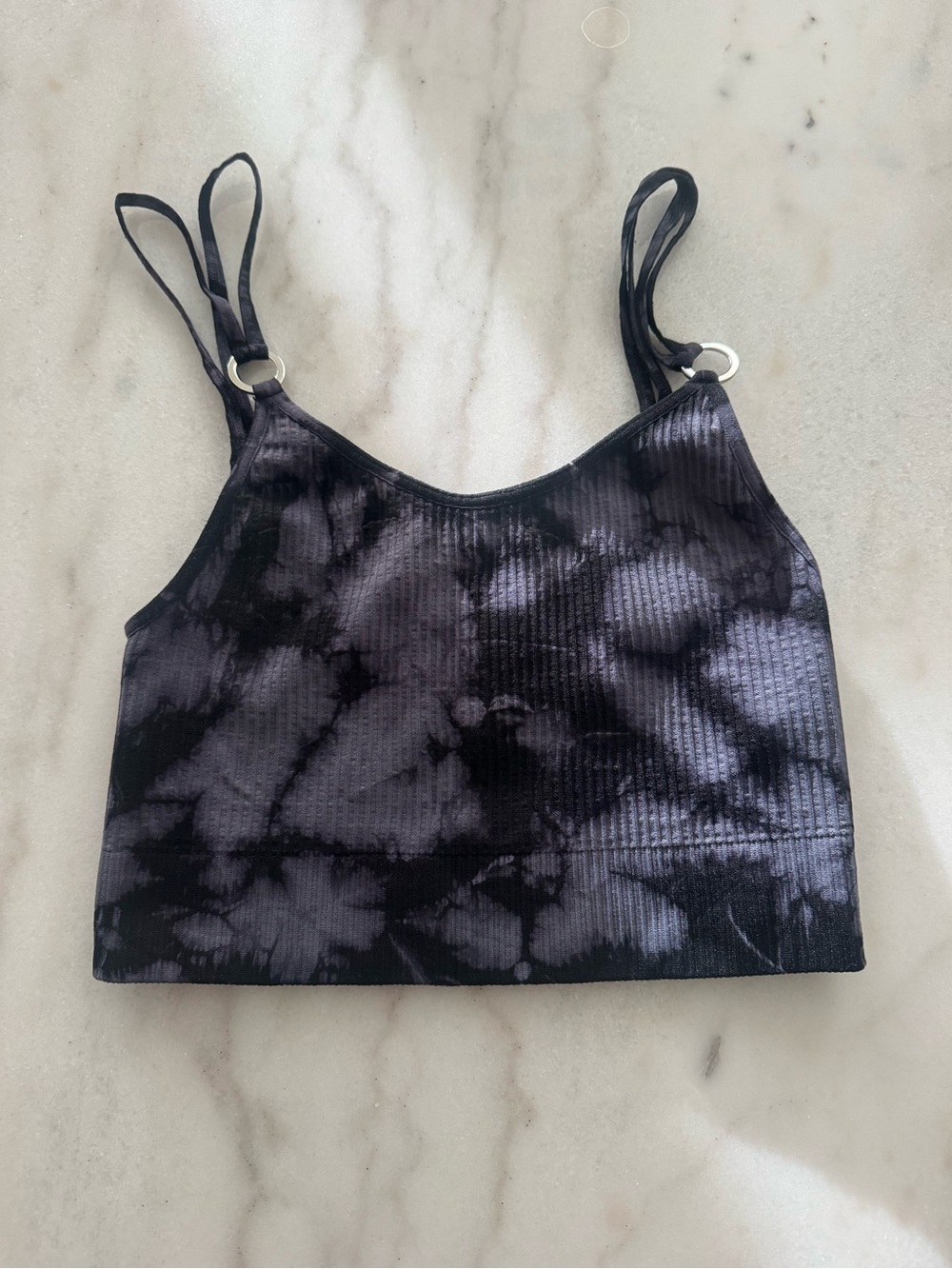 Bombshell Sportswear Black Tie-Dye Ribbed Sports Bra - Picture 2 of 2